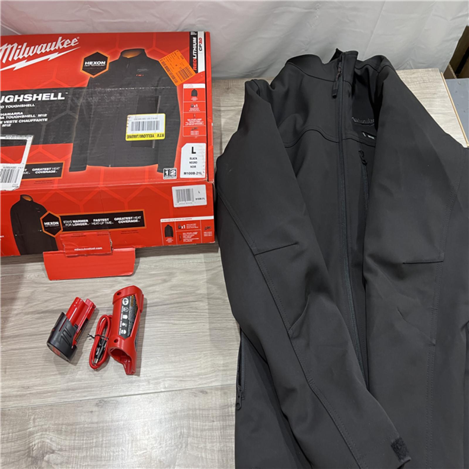 AS-IS Milwaukee Men's Large 12-Volt Lithium-Ion Cordless Tough Shell Black Heated Jacket with