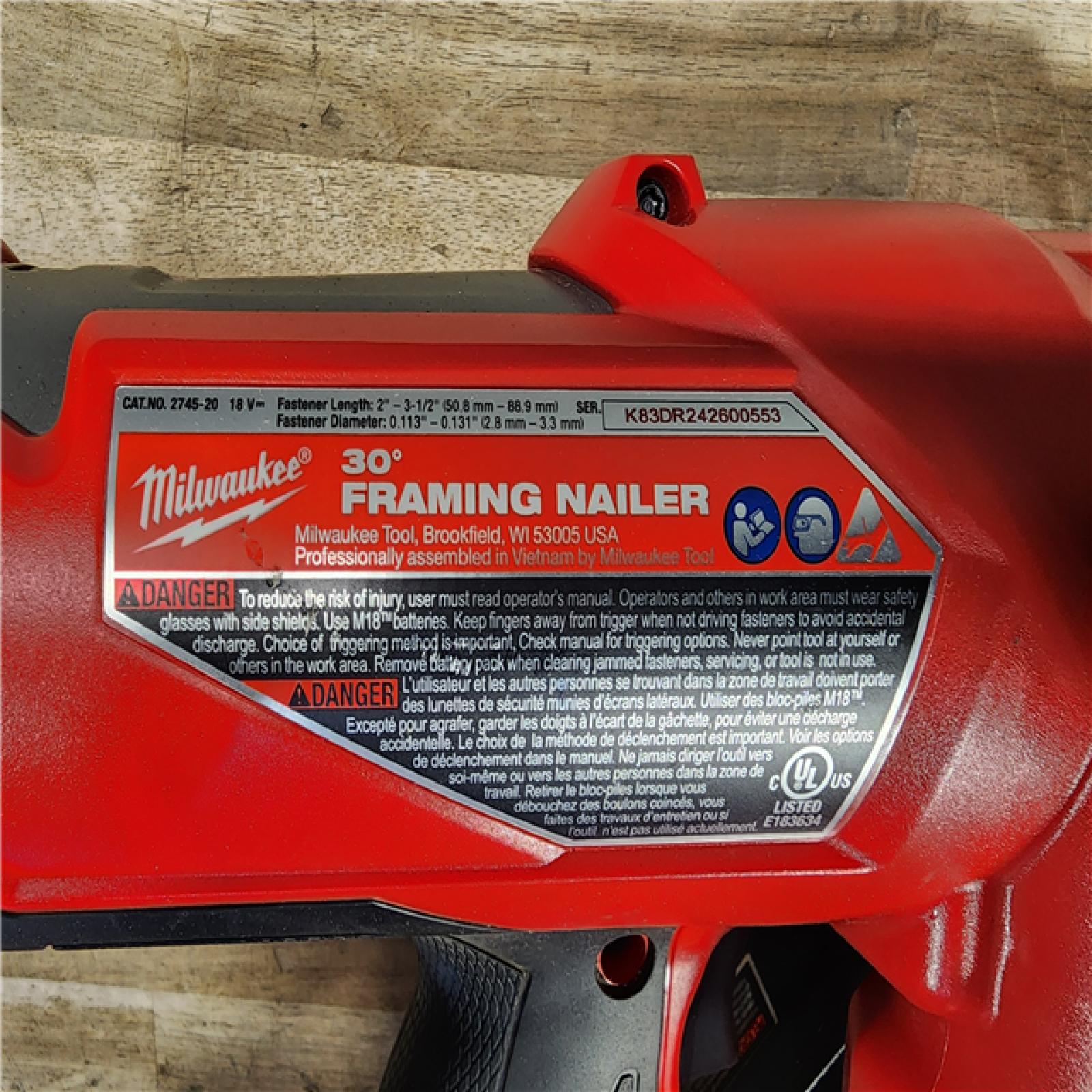 HOUSTON LOCATION - AS-IS Milwaukee M18 FUEL 30 Degree Framing Nailer (TOOL ONLY)