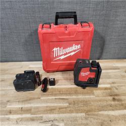 HOUSTON LOCATION - AS-IS Milwaukee Green 100 ft. Cross Line and Plumb Points Rechargeable Laser Level with REDLITHIUM Lithium-Ion