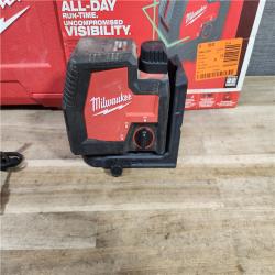 HOUSTON LOCATION - AS-IS MILWAUKEE 100 Ft. REDLITHIUM Lithium-Ion USB Green Rechargeable Cross Line Laser Level with Charger