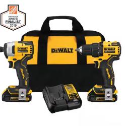 NEW! - DEWALT ATOMIC 20V MAX Cordless Brushless Compact Drill/Impact 2 Tool Combo Kit with (2) 1.3Ah Batteries  Charger  and Bag