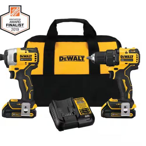NEW! - DEWALT ATOMIC 20V MAX Cordless Brushless Compact Drill/Impact 2 Tool Combo Kit with (2) 1.3Ah Batteries  Charger  and Bag
