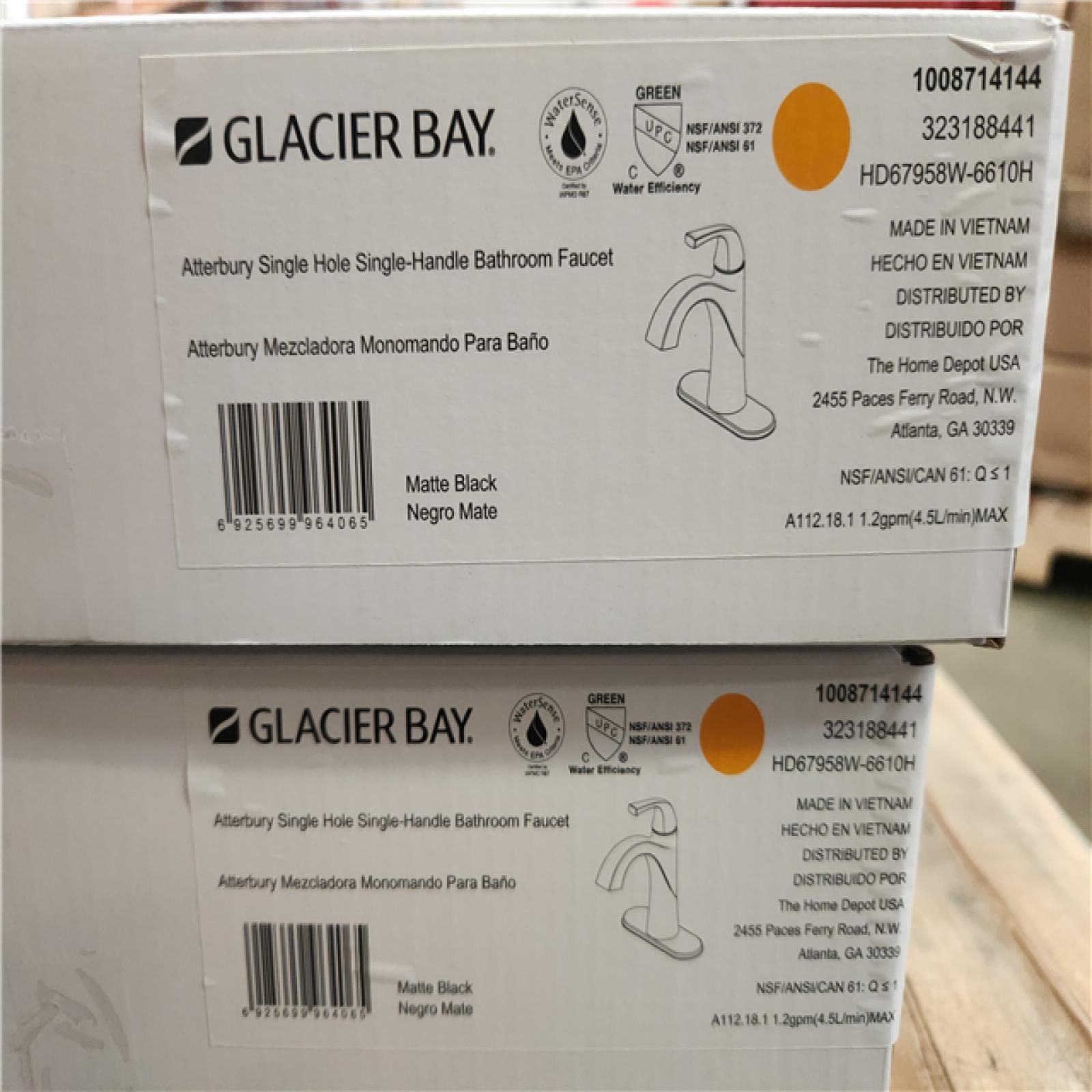 Phoenix NEW Glacier Bay Atterbury Single Hole Single-Handle High-Arc Bathroom Faucet in Matte Black Pallet (36-Faucet) RV: $3 924