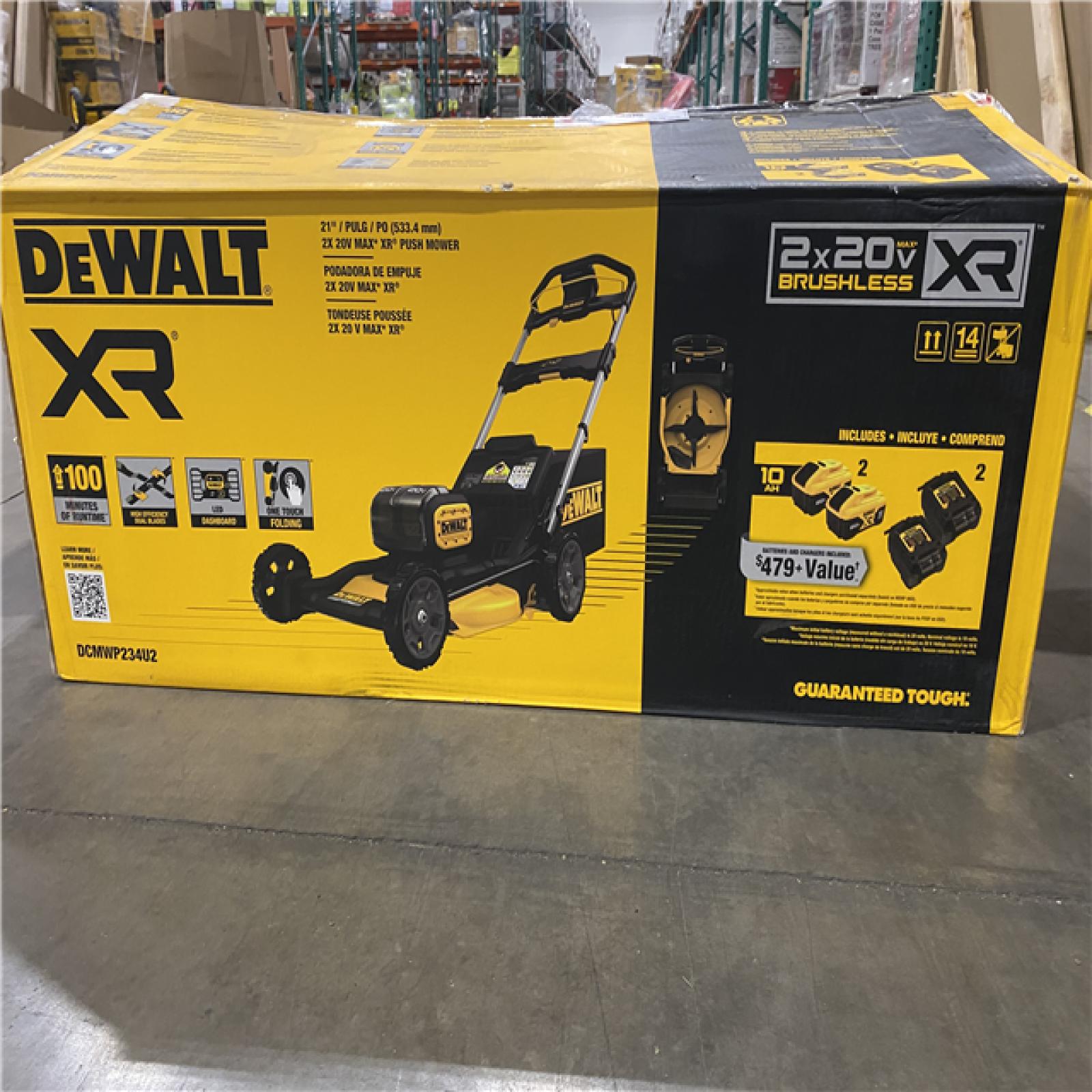 As-Is -DEWALT 2x20V MAX 21 in. Cordless Battery Powered Push Lawn Mower Kit with (2) 10 Ah Batteries and Chargers