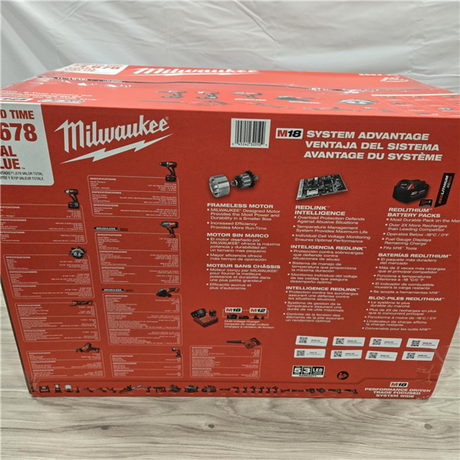 NEW- M18 18-Volt Lithium-Ion Cordless Combo Kit (9-Tool) with (2) Batteries, Charger, and Tool Bag