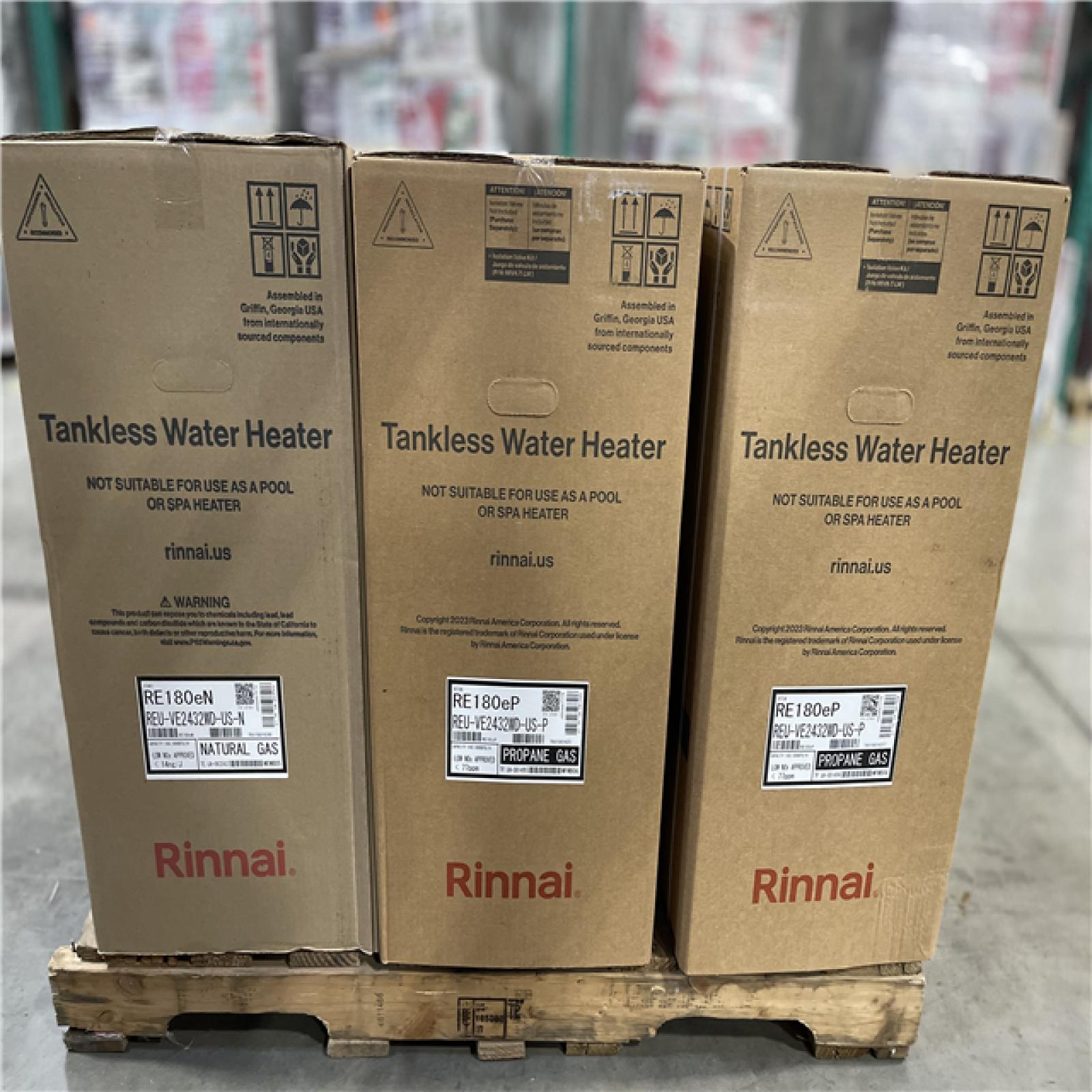 DALLAS LOCATION- RINNAI TANKLESS WATER HEATER MIXED PALLET (6 UNITS)
