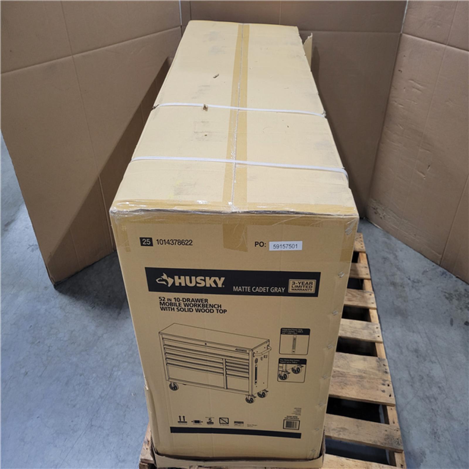 CALIFORNIA AS-IS NEW HUSKY 52 IN. 10-DRAWER MOBILE WORKBENCH