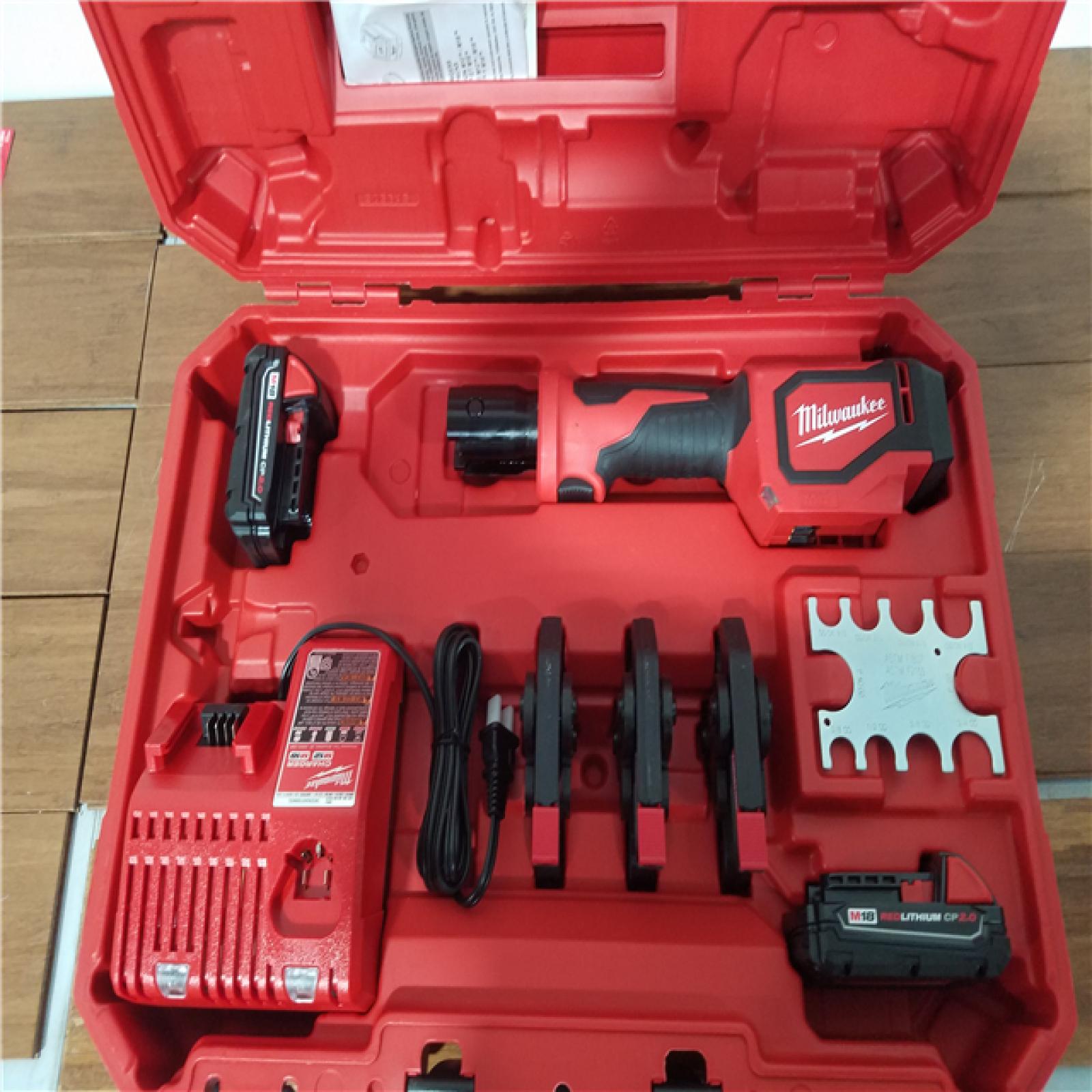 California NEW Milwaukee M18 Short Throw Press Tool with Pex Crimp Jaws  Includes (2) Batteries  Charger and Hard Case