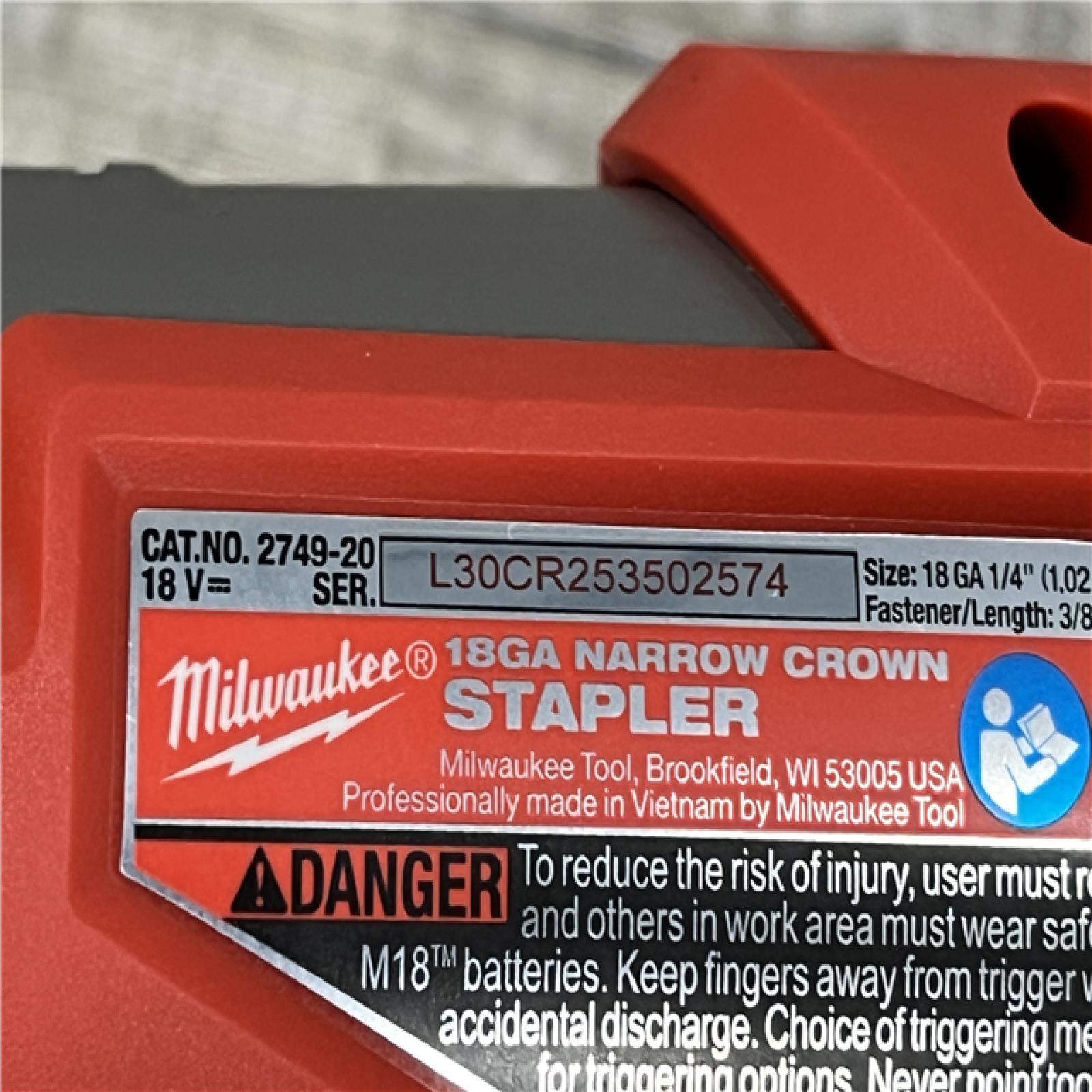 AS-IS Milwaukee FUEL 18-Volt Lithium-Ion Brushless Cordless 18-Gauge 1/4 in. Narrow Crown Stapler (Tool-Only)