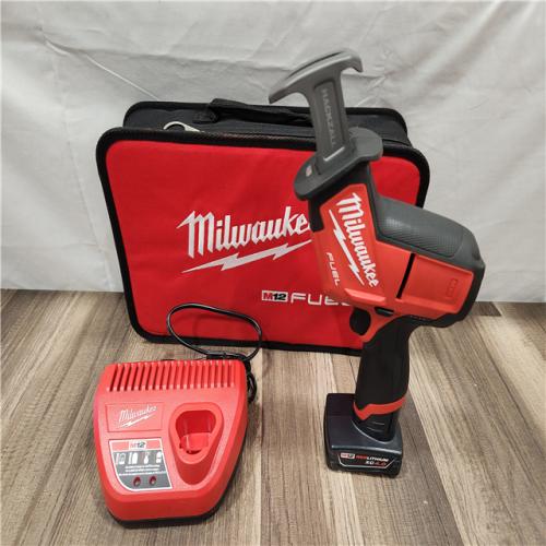 AS-IS- Milwaukee M12 FUEL 12-Volt Lithium-Ion Brushless Cordless HACKZALL Reciprocating Saw Kit W/ Free M12 4.0Ah Compact Battery