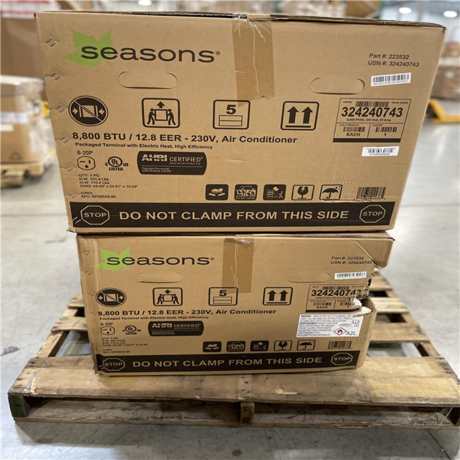 DALLAS LOCATION- Seasons 8800 BTU 12.8 EER 230V Air Conditioner PALLET (2 UNITS)