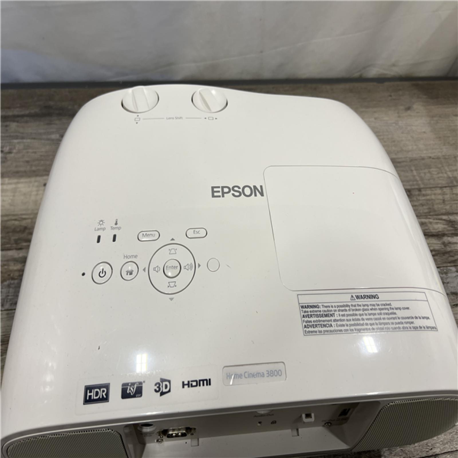 AS-IS Epson Home Cinema 3800 4K PRO-UHD 3-Chip Projector with HDR