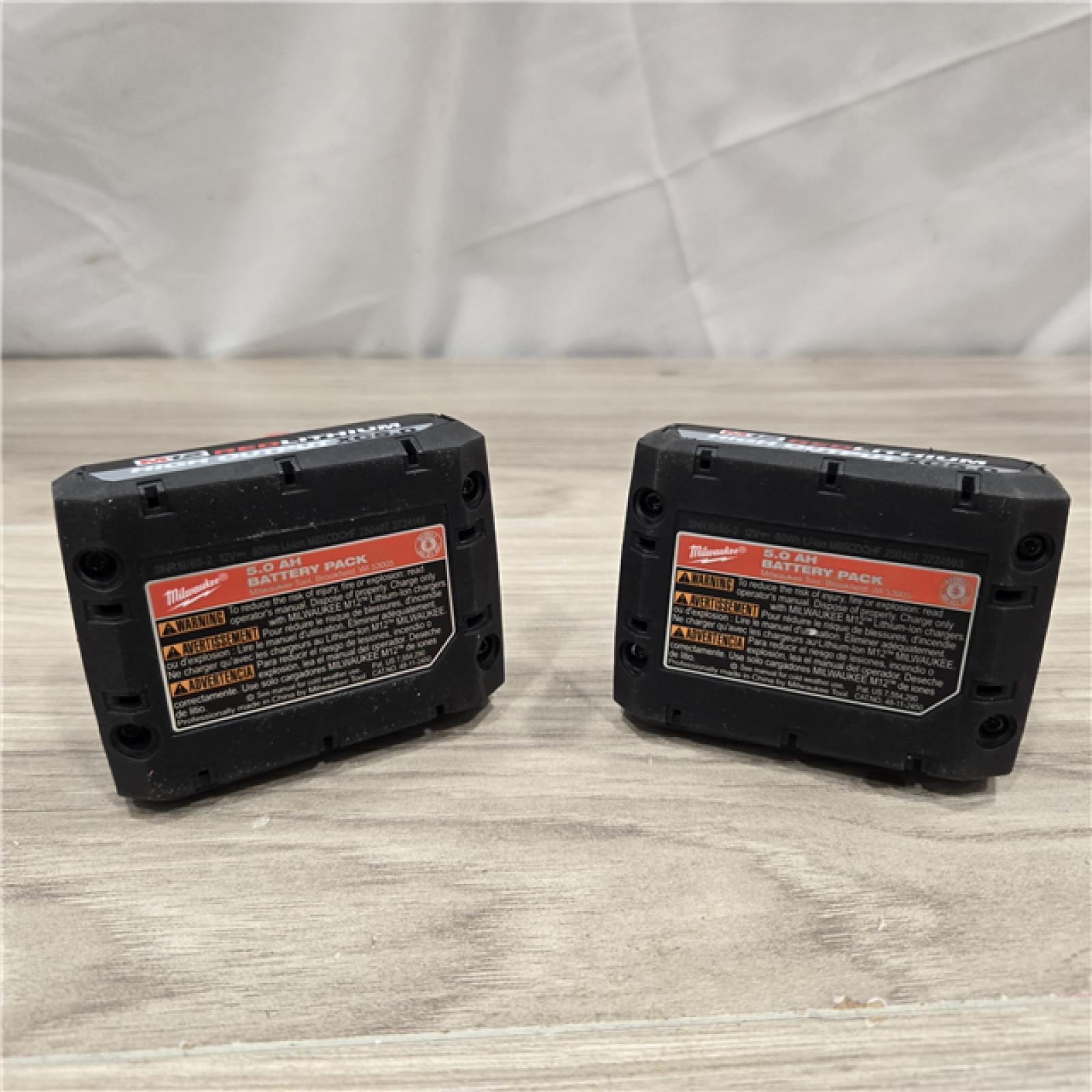 AS-IS Milwaukee M12 12V Lithium-Ion XC High Output 5.0 Ah Battery Pack (2-Pack) Starter Kit