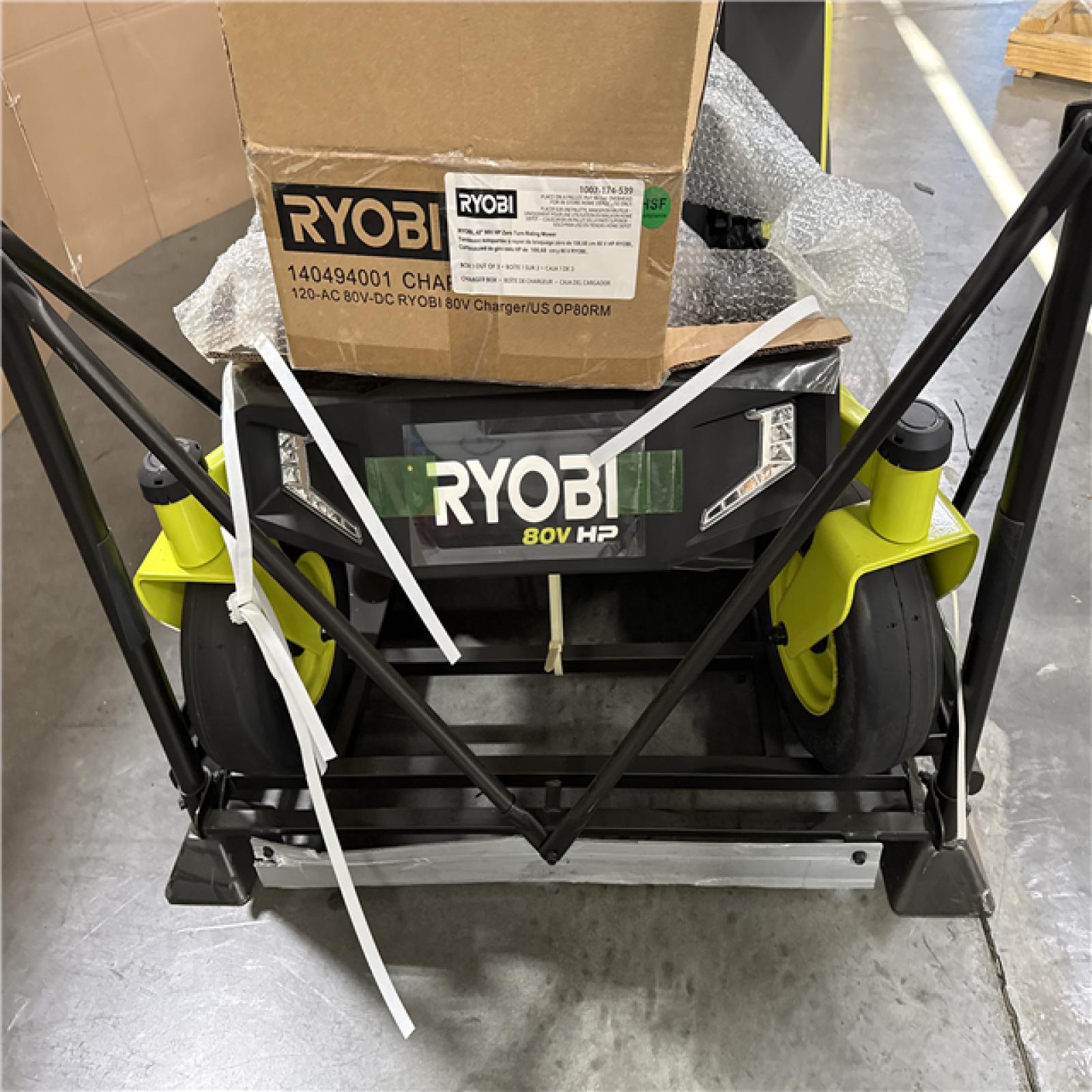 California AS-IS Ryobi 80V HP 42 Lithium Electric Zero Turn Riding Mower, includes (2) Batteries & Charger; Appears in Excellent Condition
