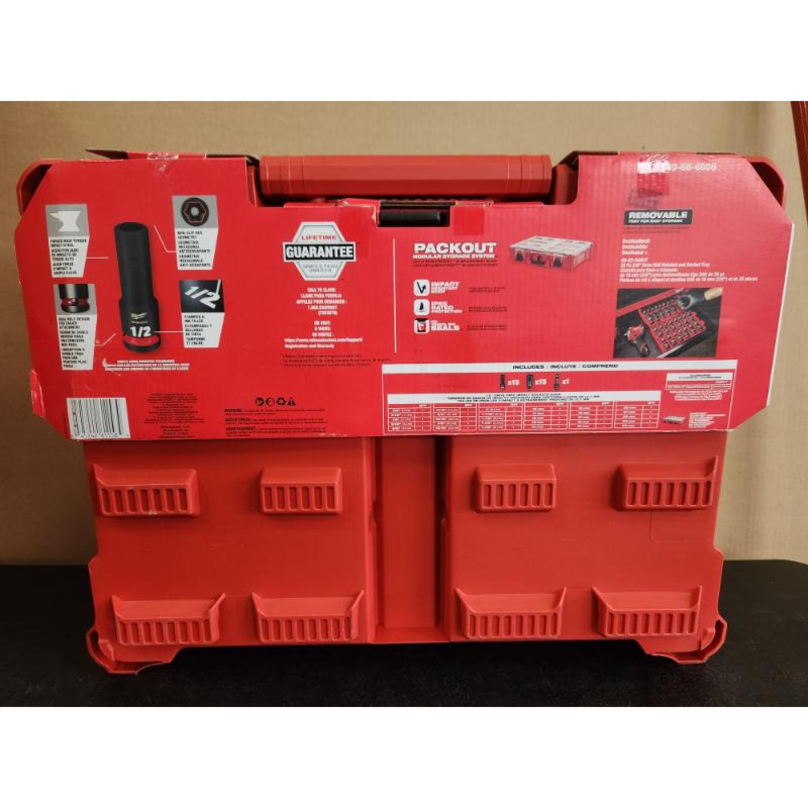 Phoenix NEW Milwaukee SHOCKWAVE Impact-Duty 1/2 in. Drive Metric and SAE Deep Well Impact PACKOUT Socket Set (31-Piece)