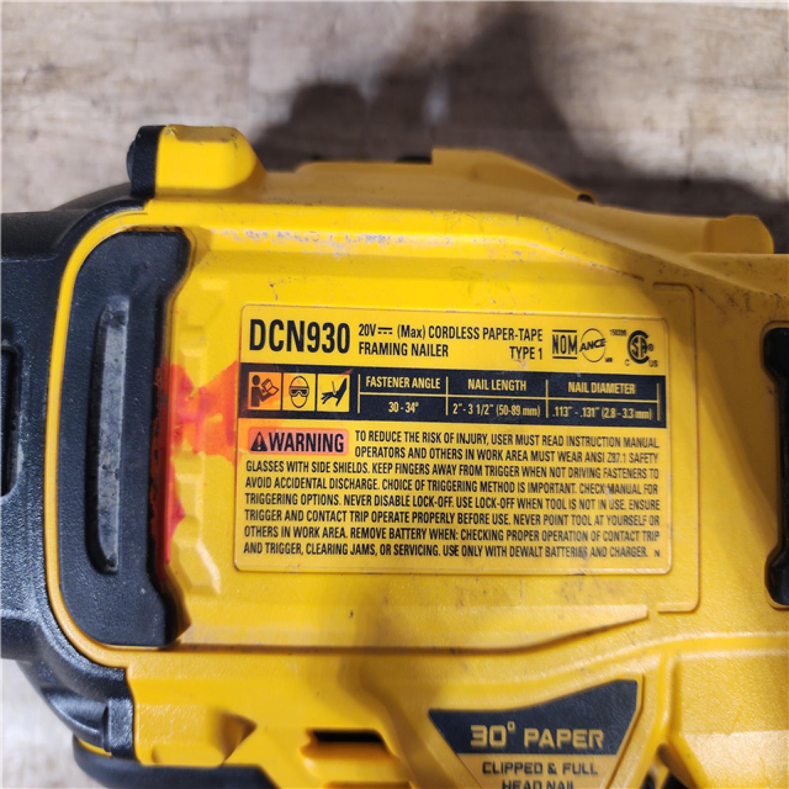 HOUSTON LOCATION - AS - IS DEWALT 20V 30 Degree Cordless Framing Nailer (Tool-Only)