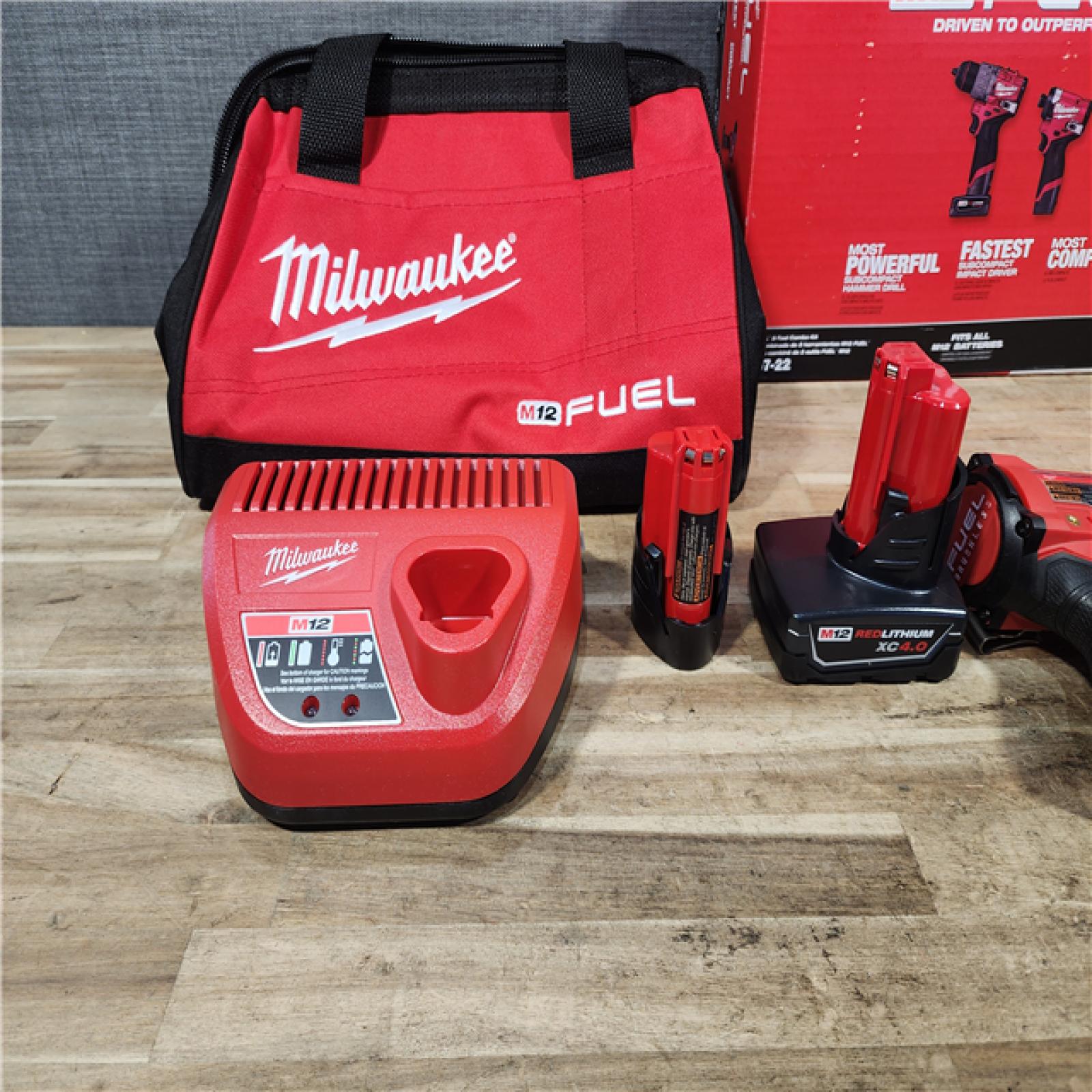 HOUSTON LOCATION - AS - IS Milwaukee FUEL 12-Volt Lithium-Ion Brushless Cordless Hammer Drill and Impact Driver Combo Kit