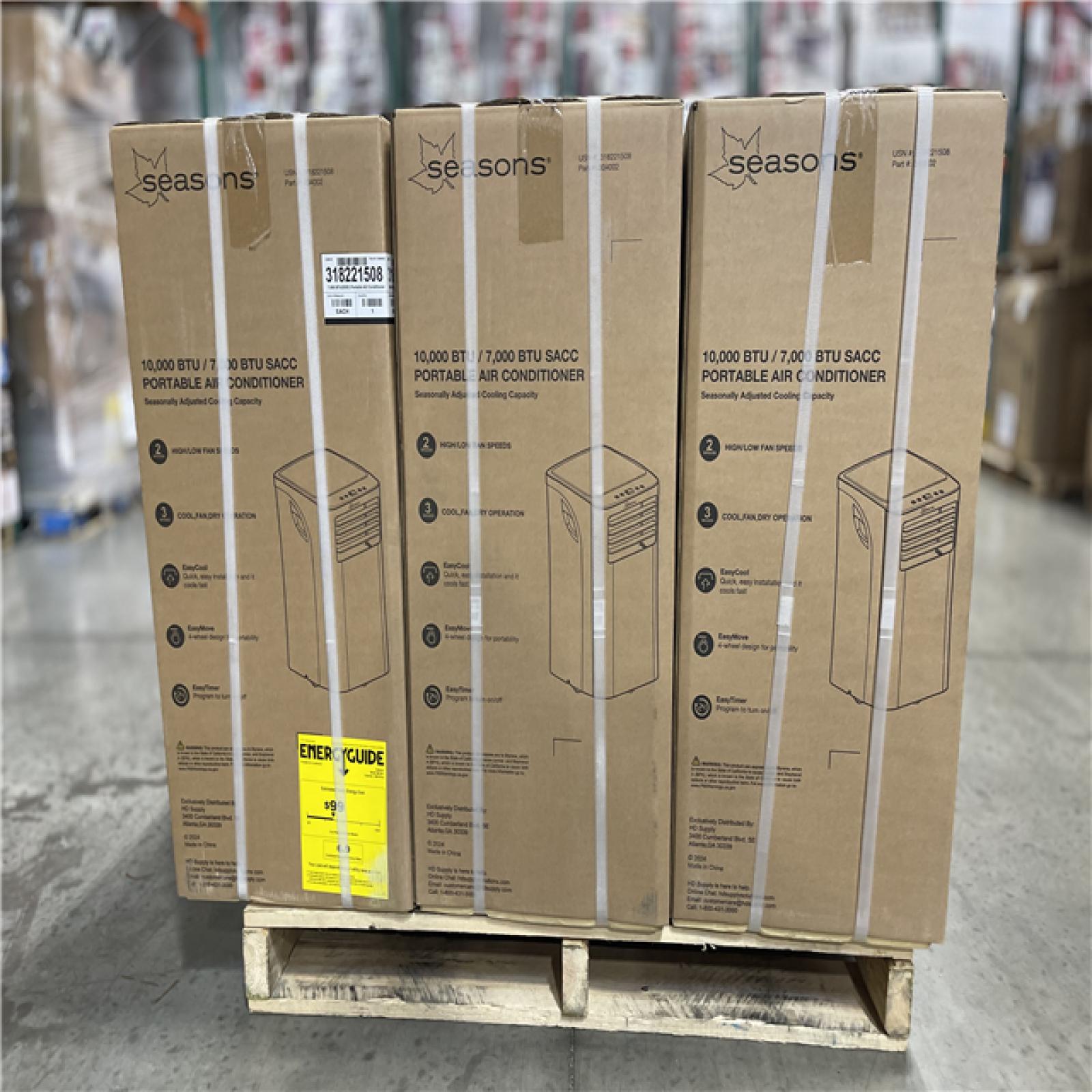 DALLAS LOCATION-NEW! SEASONS Portable 10000 BTU Air Conditioner PALLET (9 UNITS)
