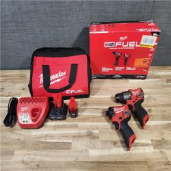 HOUSTON LOCATION - AS-IS Milwaukee FUEL 12-Volt Lithium-Ion Brushless Cordless Hammer Drill and Impact Driver Combo Kit