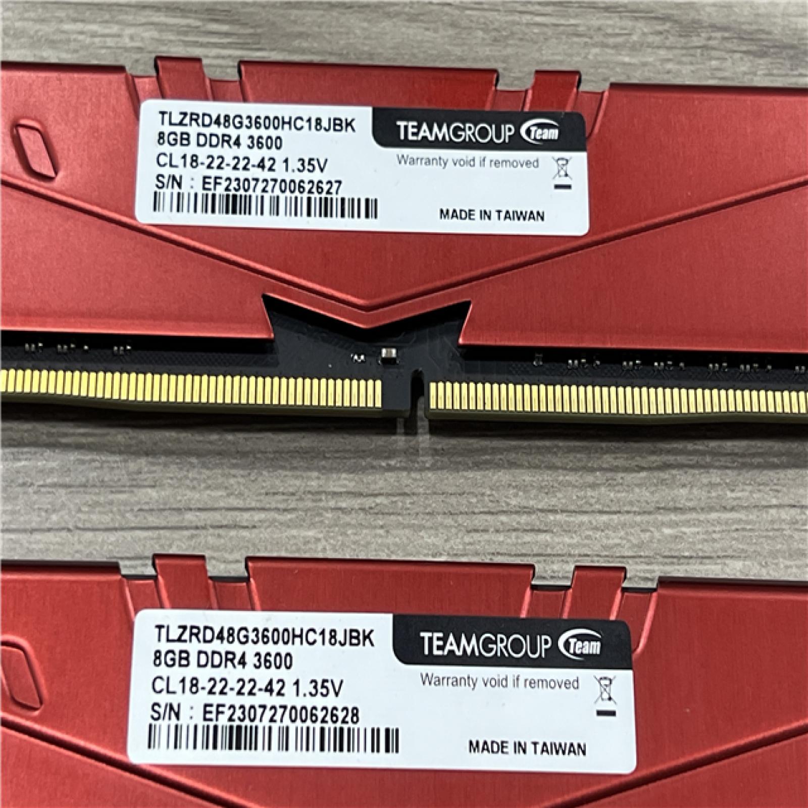 AS-IS TeamGroup Vulcan Z 16GB (2x8GB) RAM DDR4 3600MHz TLZRD48G3600HC18JBK