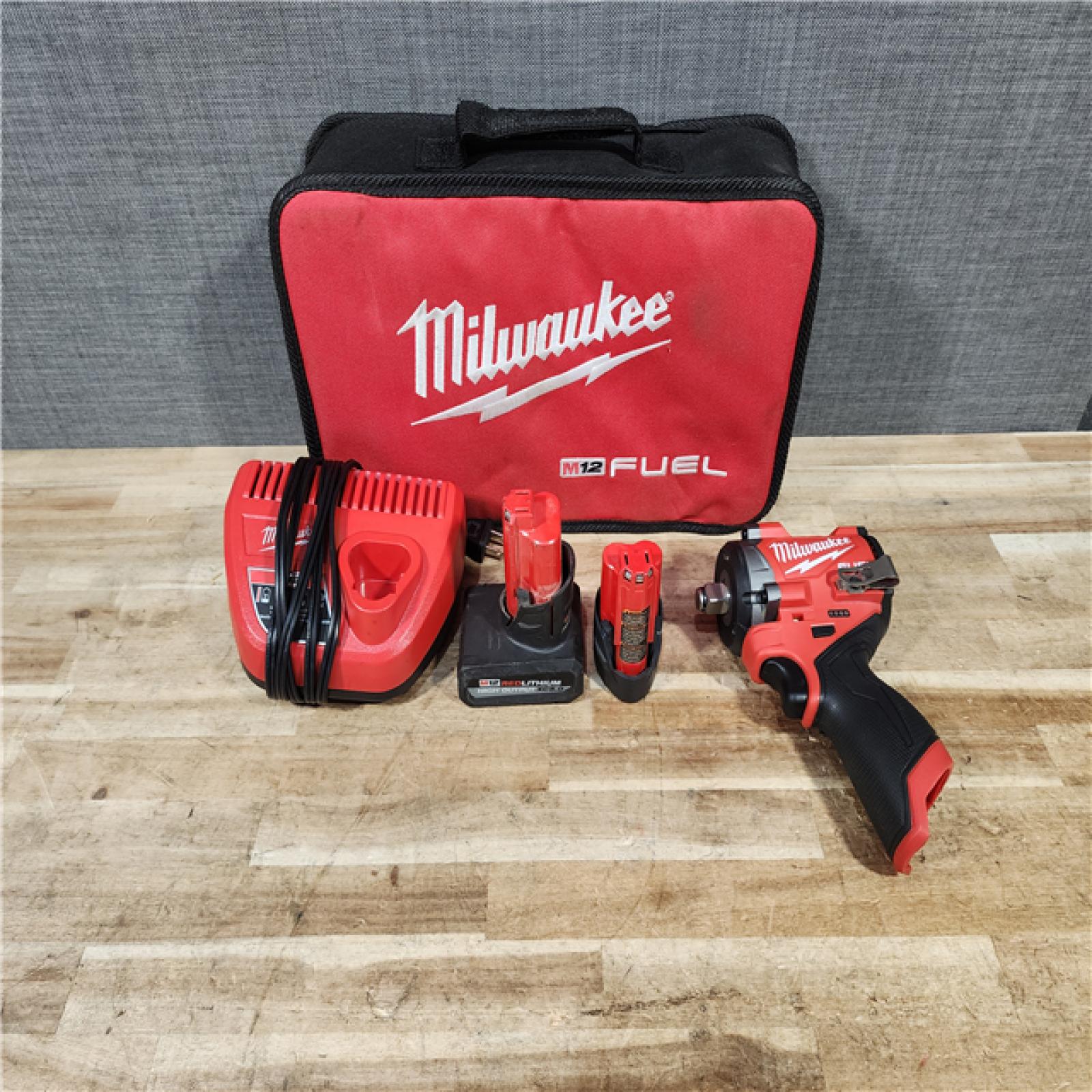 HOUSTON LOCATION - AS - IS Milwaukee FUEL 12V Li-Ion Brushless Cordless Stubby 1/2 in. Impact Wrench Kit