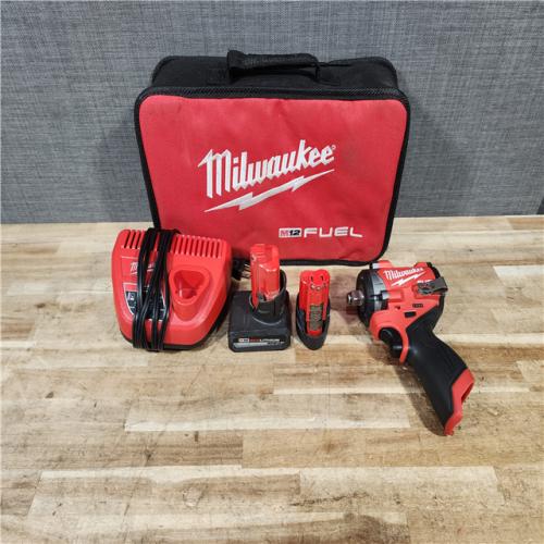 HOUSTON LOCATION - AS - IS Milwaukee FUEL 12V Li-Ion Brushless Cordless Stubby 1/2 in. Impact Wrench Kit