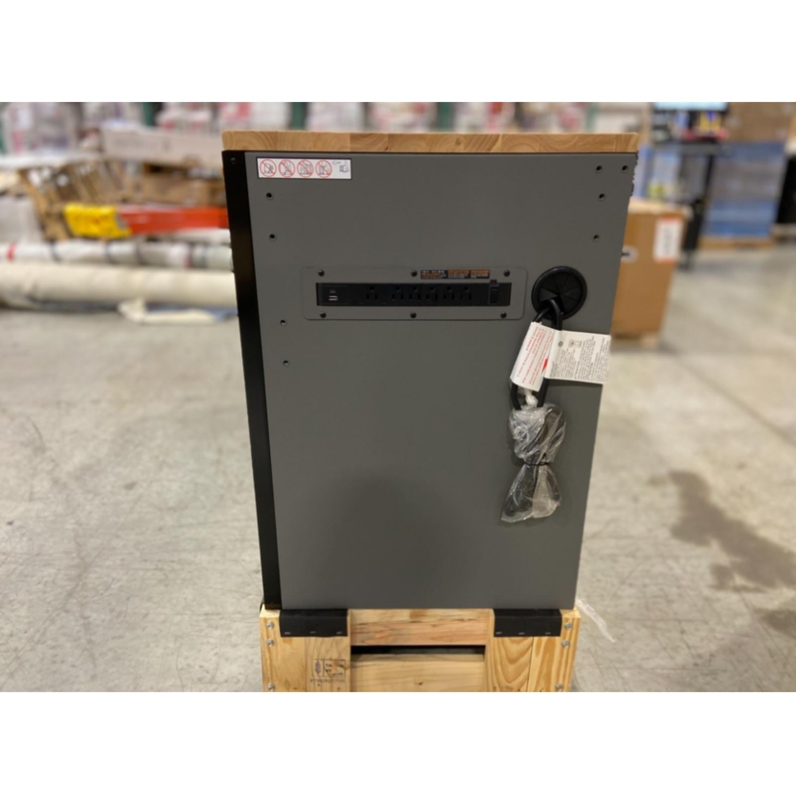 DALLAS LOCATION - Husky Heavy Duty 61 in. W x 23 in. D 15-Drawer Matte Gray Mobile Workbench Cabinet with Solid Wood Top