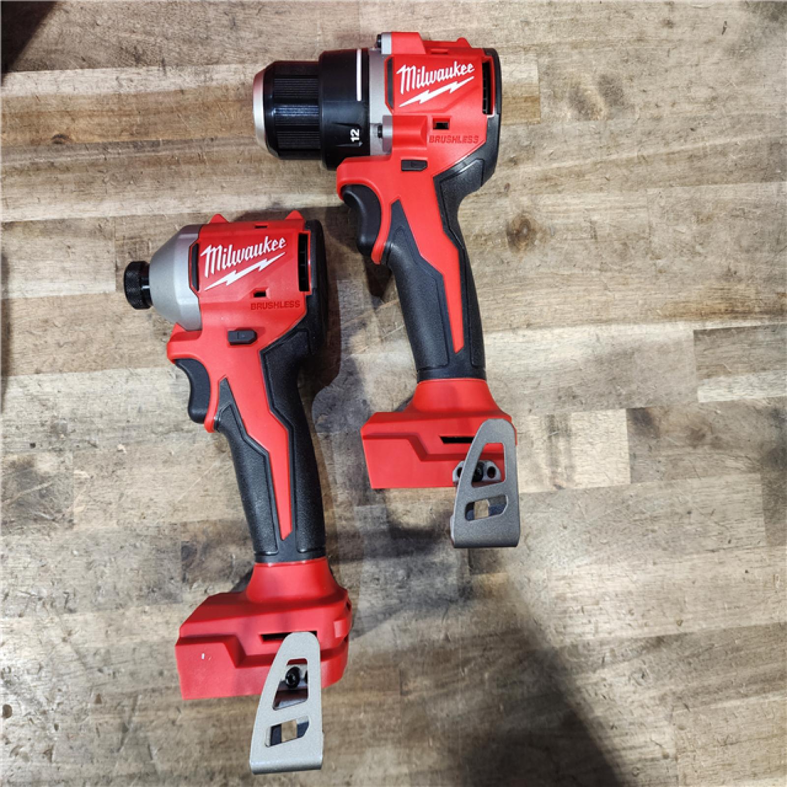 HOUSTON LOCATION - AS-IS Milwaukee M18 18V Lithium-Ion Brushless Cordless Compact Drill/Impact Combo Kit (2-Tool) W/(2) 2.0 Ah Batteries  Charger & Bag