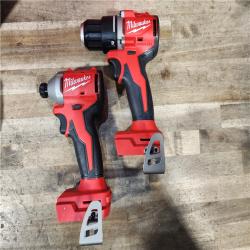 HOUSTON LOCATION - AS-IS Milwaukee M18 18V Lithium-Ion Brushless Cordless Compact Drill/Impact Combo Kit (2-Tool) W/(2) 2.0 Ah Batteries  Charger & Bag