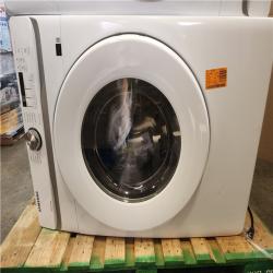 Phoenix AS-IS Samsung 4.5 cu. ft. High-Efficiency Front Load Washer in White with Self-Clean+ With 7.5 cu. ft. Vented Stackable Gas Dryer in White with Sensor Dry