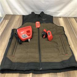 AS-IS Milwaukee Men's X-Large 12V Lithium-Ion Cordless AXIS Brown Heated Vest Kit