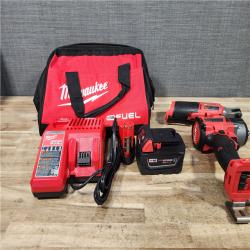 HOUSTON LOCATION - AS - IS Milwaukee FUEL 18V Cordless Mid Torque 1/2 in. Impact Wrench w/ M12 FUEL 3/8 in. Ratchet & Battery/Charger Combo Kit