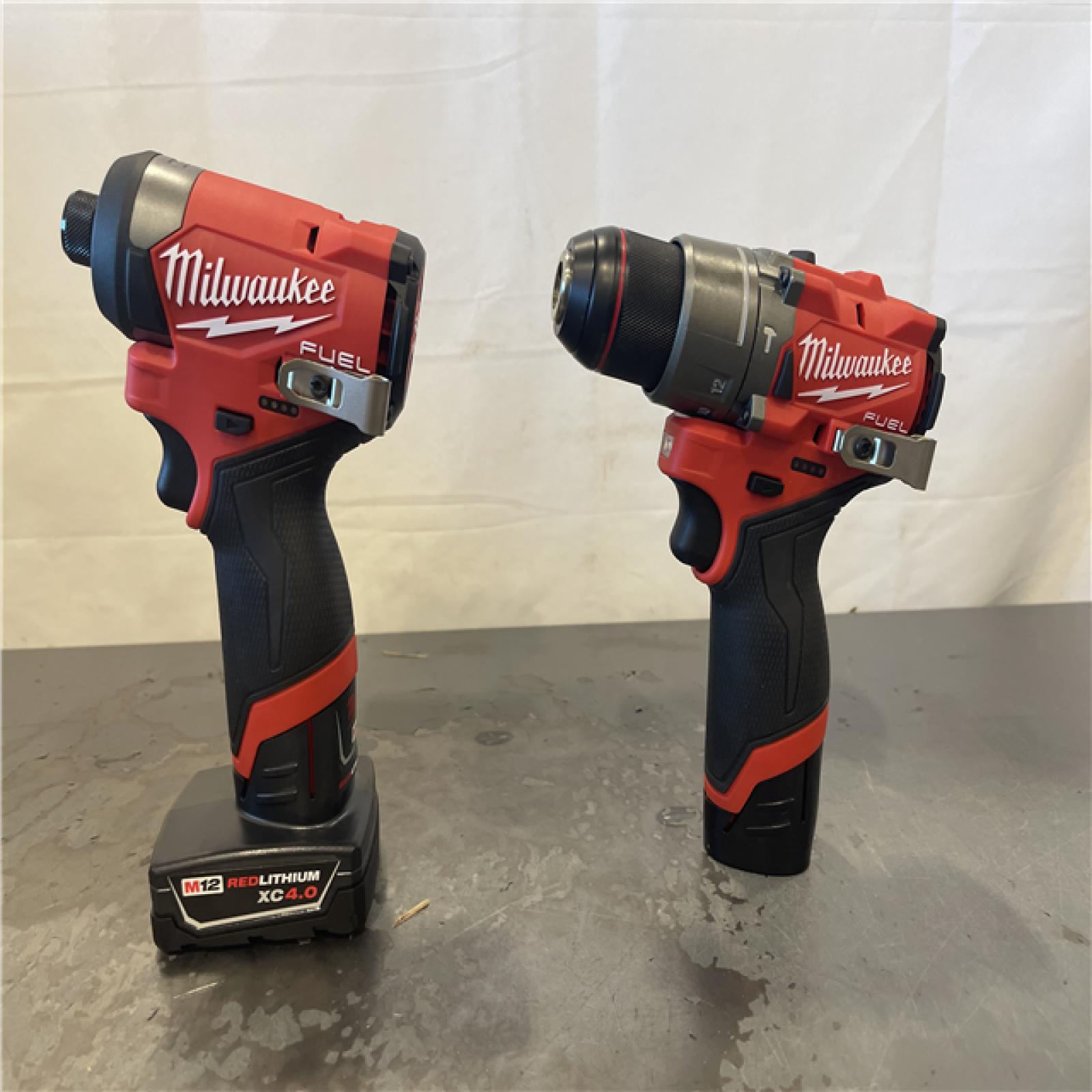 AS-IS- Milwaukee M12 FUEL Cordless 2-Tool Combo Kit: 1/2Hammer Drill  1/4Hex Impact Driver