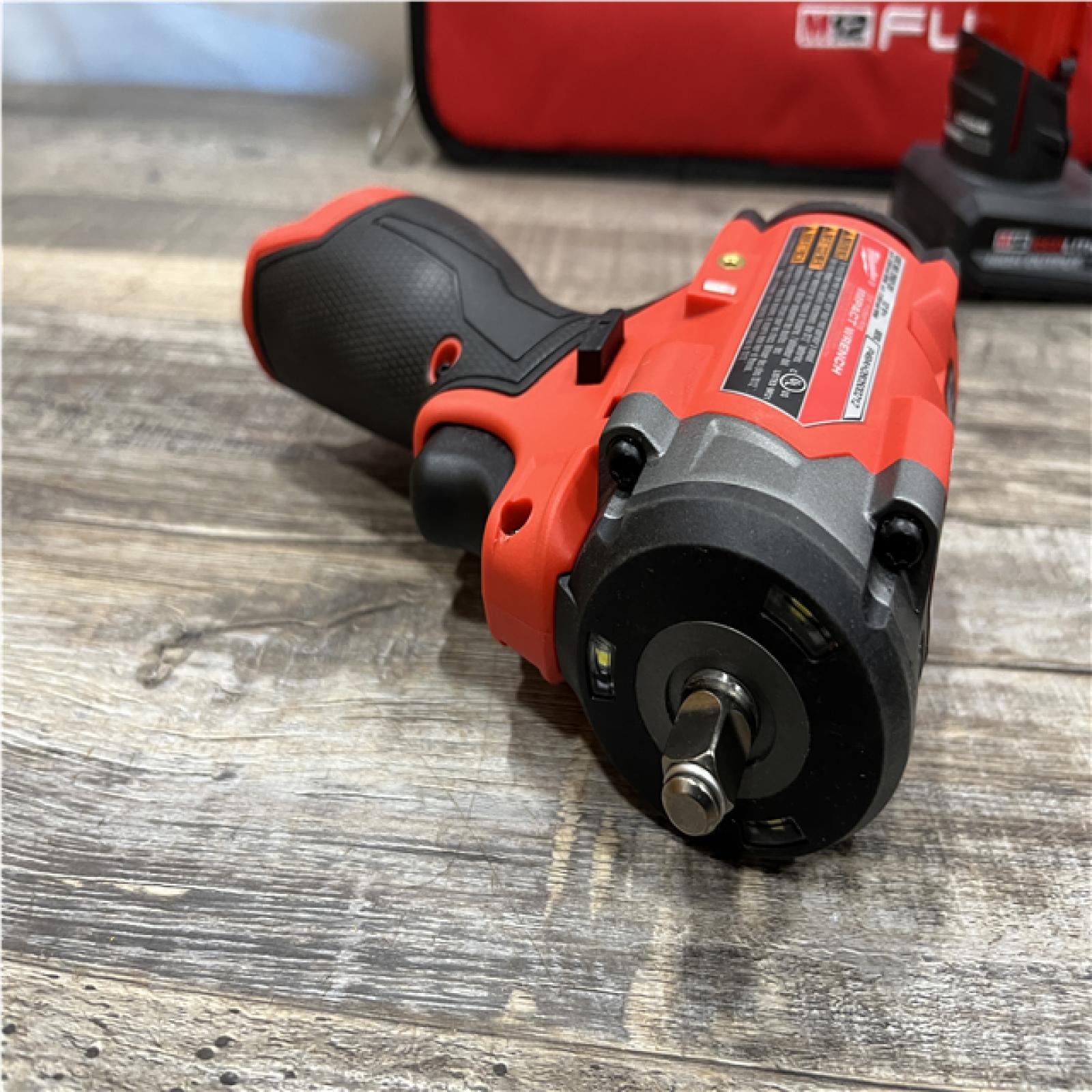 AS-IS Milwaukee FUEL 12V Li-Ion Brushless Cordless Stubby 3/8 in. Impact Wrench Kit