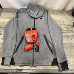 AS-IS Milwaukee Men's X-Large 12-Volt Lithium-Ion Cordless Gray Heated Jacket Hoodie Kit