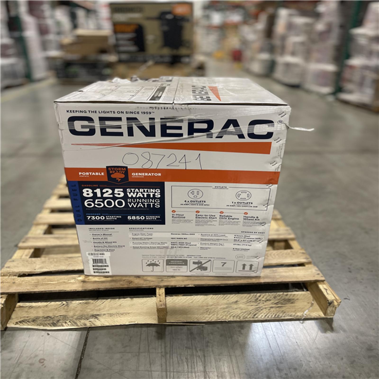 DALLAS LOCATION - AS-IS GENERAC 6 500 WATTS GENERATOR