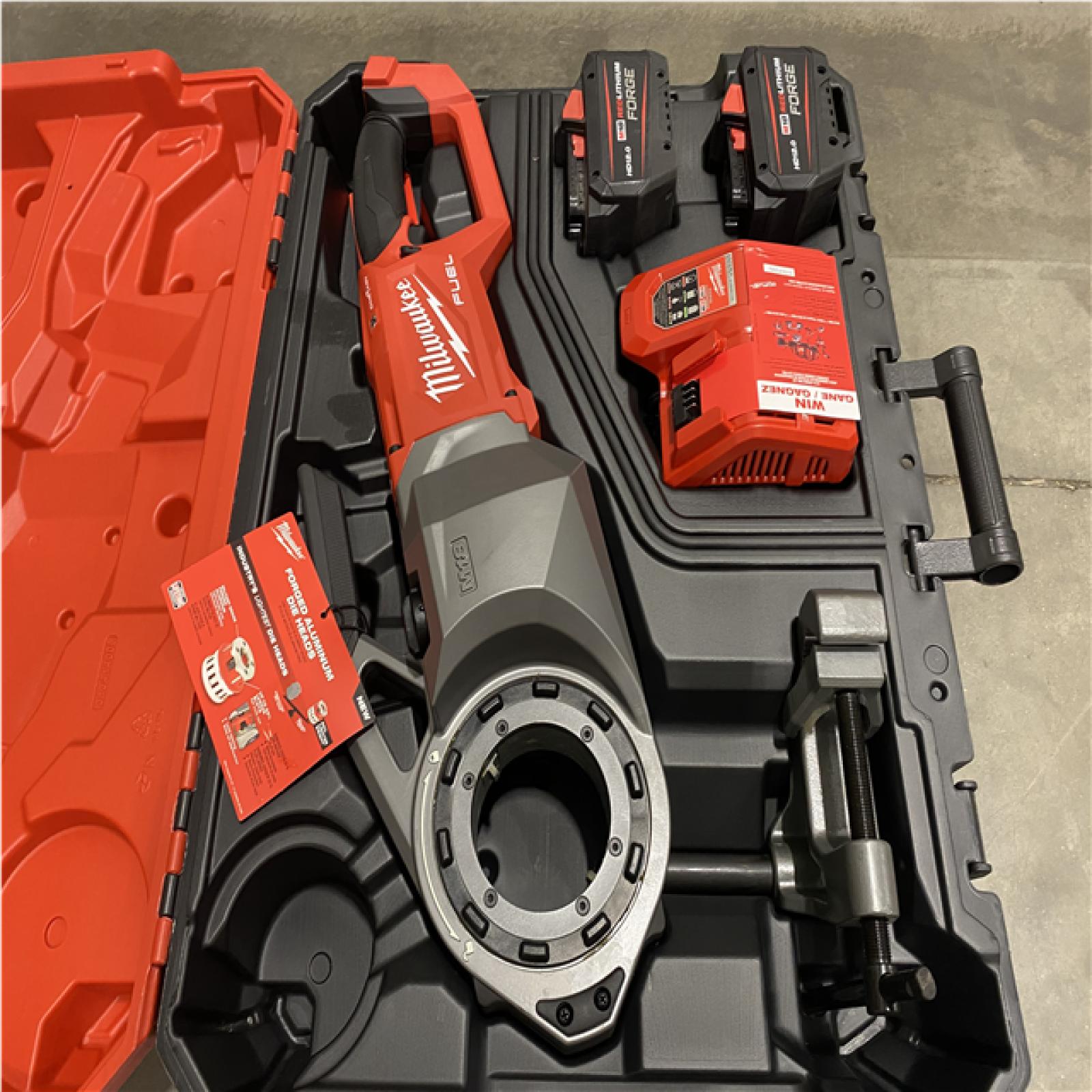 As-Is - Milwaukee M18  Fuel One-Key Cordless Brushless Pipe Threader Kit with (2) 12.0Ah Batteries and Case