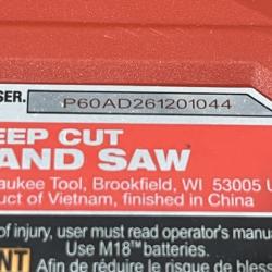 AS-IS Milwaukee FUEL 18V Lithium-Ion Brushless Cordless Deep Cut Band Saw (Tool-Only)