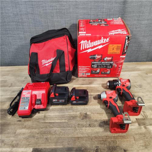 HOUSTON LOCATION - AS-IS M18 18-Volt Lithium-Ion Brushless Cordless Compact Hammer Drill/Impact Combo Kit (2-Tool) with (2) Batteries, Bag