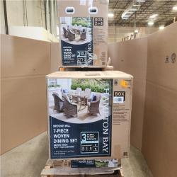 Phoenix NEW Hampton Bay Brooke Mill Brown Metal 7-Piece Wicker Outdoor Dining Set with CushionGuard Putty Tan Cushions
