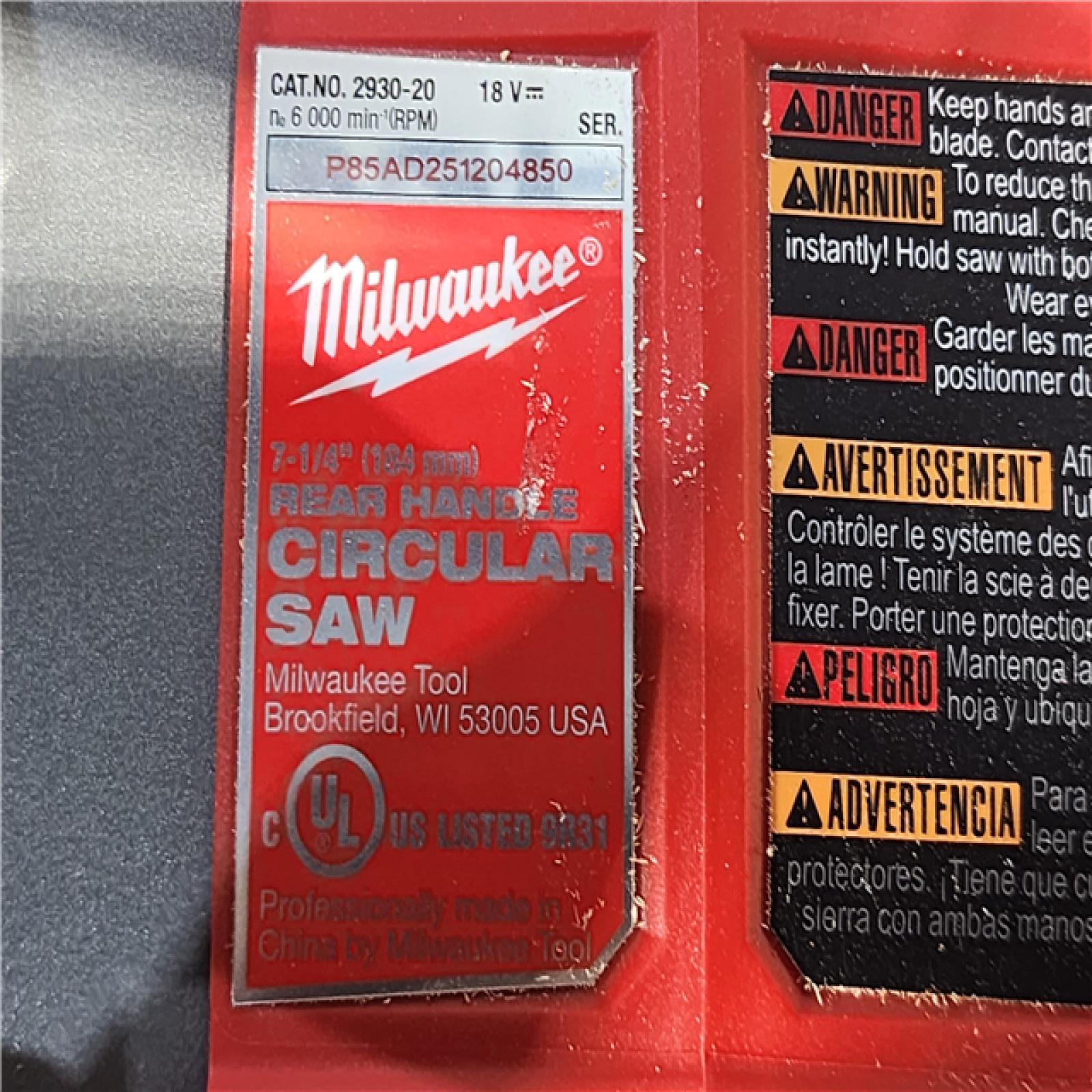 HOUSTON LOCATION - AS-IS MILWAUKEE 7-1/4 REAR HANDLE CIRCULAR SAW (TOOL ONLY)