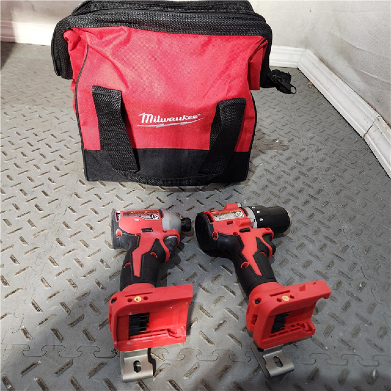 HOUSTON Location-AS-IS-Milwaukee 3692-22CT 18V M18 Lithium-Ion Compact Brushless Cordless 2-Tool Combo Kit with 1/2 Drill/Driver and 1/4 Hex Impact Driver 2.0 Ah APPEARS IN GOOD Condition