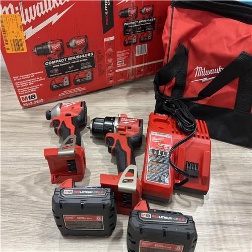 AS-IS Milwaukee 18V Lithium-Ion Brushless Cordless Compact Drill/Impact Combo Kit