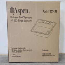 Phoenix Location NEW Aspen Stainless Steel Top mount 25 22G Single Bowl Sink Pallet (24 Sinks) (SEALED)