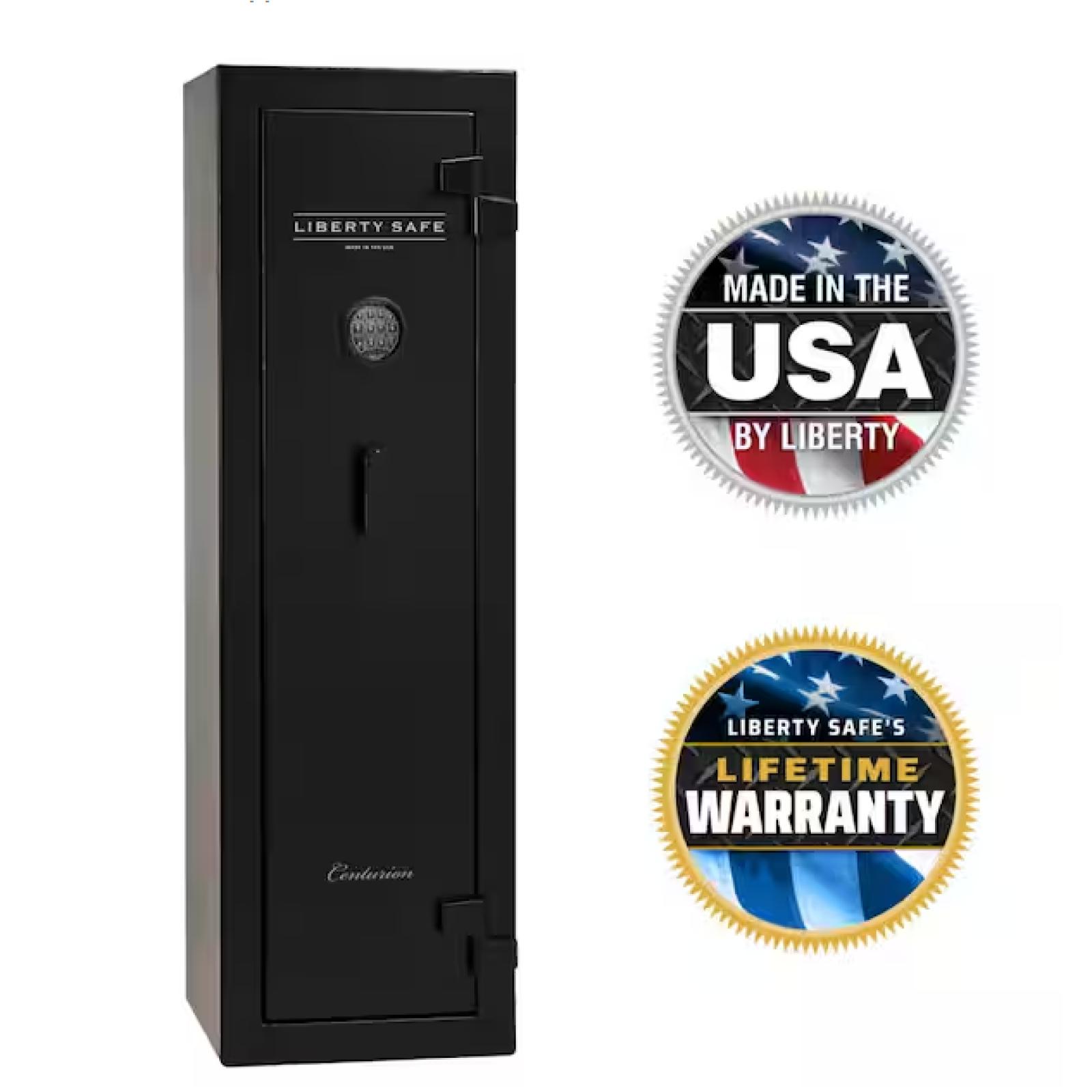 DALLAS LOCATION - LIBERTY SAFE Centurion 12-Gun 30-min fire rating EMP E-Lock 59.25 in. H x 18.25 in. W x 16 in. L Black Gun Safe