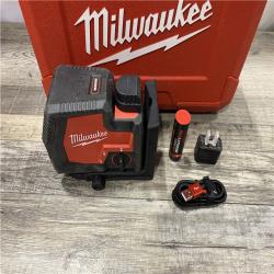AS-IS Milwaukee 100 ft. REDLITHIUM Lithium-Ion USB Green Rechargeable Cross Line Laser Level Kit