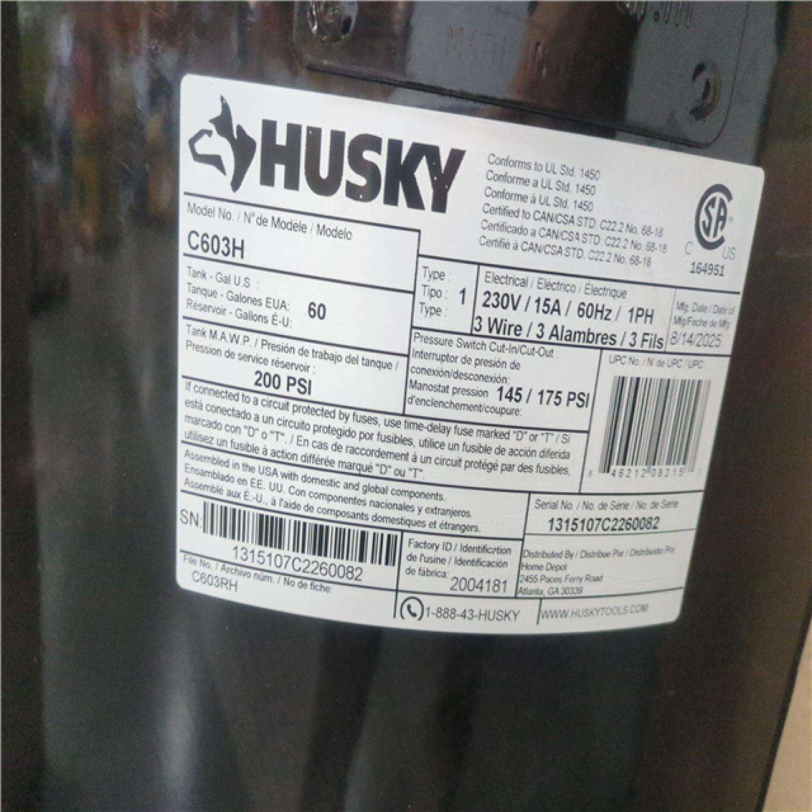 CALIFORNIA AS-IS HUSKY 60G Air Compressor