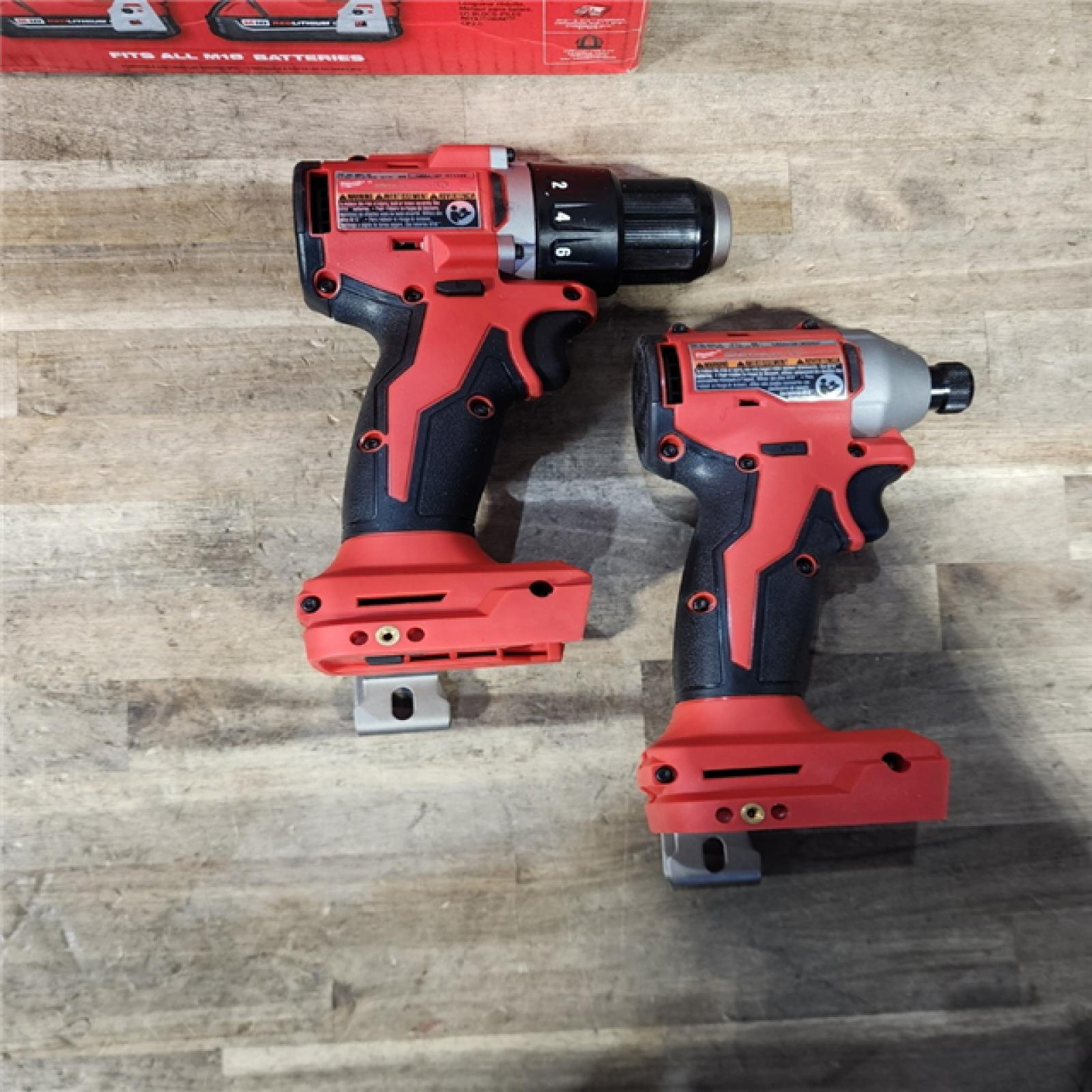 HOUSTON LOCATION - AS-IS Milwaukee M18 18V Lithium-Ion Brushless Cordless Compact Drill/Impact Combo Kit (2-Tool) W/(2) 2.0 Ah Batteries  Charger & Bag