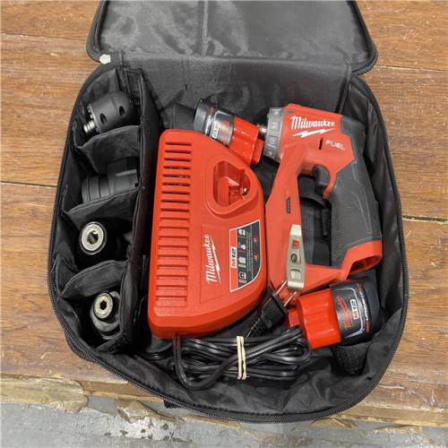 AS-IS Milwaukee M12 FUEL 12V Lithium-Ion Brushless Cordless 4-in-1 Installation 3/8 in. Drill Driver Kit with 4-Tool Heads
