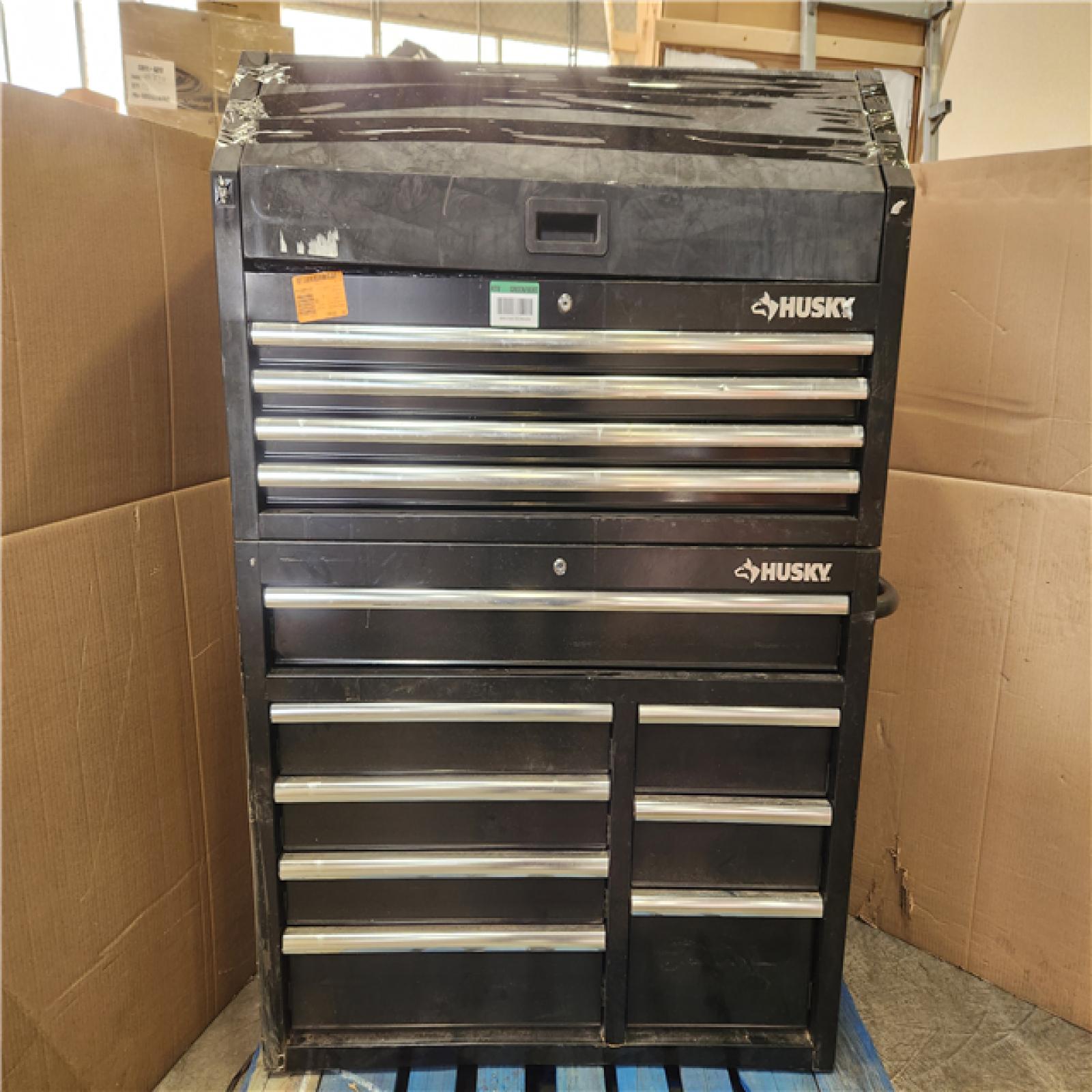 Phoenix AS-IS Husky Tool Storage 42 in. W x 18 in. D Standard Duty Black Tool Chest Combo